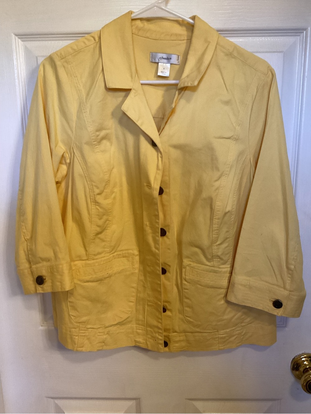 CJ Banks Women's Yellow Button-Front Jacket